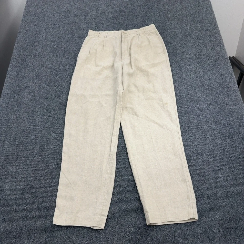 Joseph & Feiss Pants Mens 34 Beige Linen Pleated Resort Classic Style